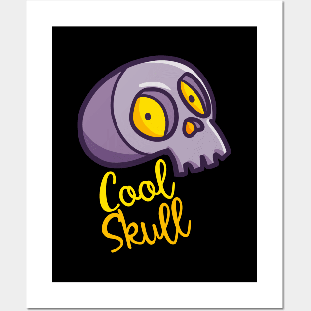 Funny scary purple skull Wall Art by Jocularity Art